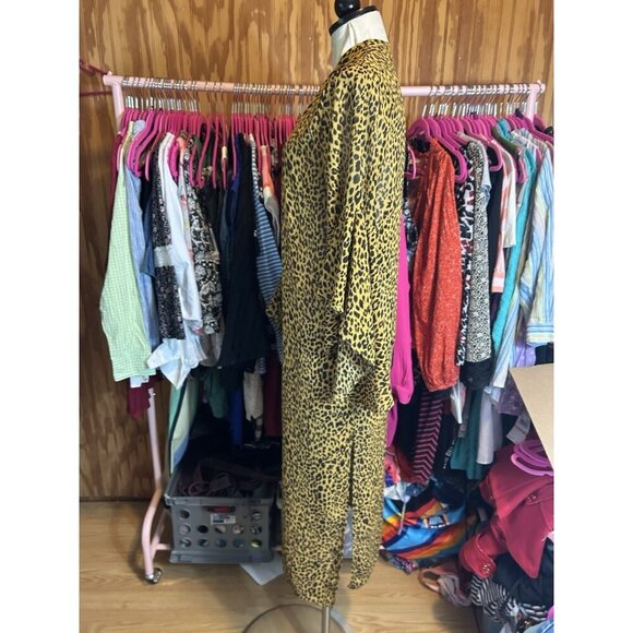 Umgee Cheeta Print Open Cardigan Duster Sz S Women’s Boho Sheer Tiered Sleeve - Picture 6 of 12